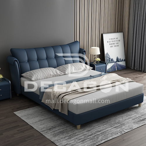 BC-3029 Russian imported larch, first layer of calf leather, solid wood board, high-density sponge, light luxury bed